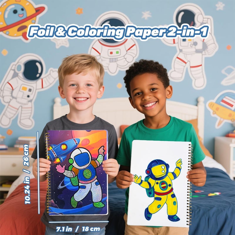 NaTuGi Foil Art Fun for Kids - Astronaut Theme Arts and Crafts Kits，Kids Fun Art Supplies ，Creative Birthday Gift ，Travel Toys，Suitable for Girls and Boys Craftikit (Astronaut) - Image 4